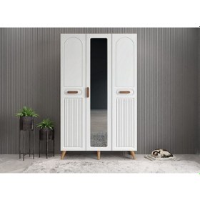 Resim Monere Membran 3 Kapaklı Portmanto Montaj Dahil Meşe Beyaz 120 Cm 