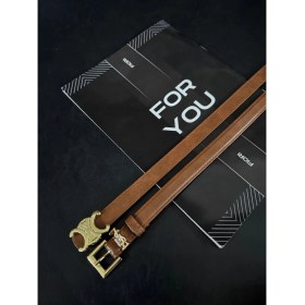 Resim Fiori 2'li 2 cm Yazılı Tokalı Köprülü Kadın Kemer, Pantolon Kemeri, Ceket Kemeri, Elbise Kemeri, Gömlek Kemeri 