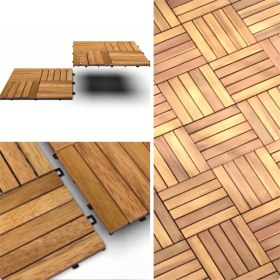 Resim Df Home Ahşap Yer Karosu Renk Altın Tik 30X30CM (10ADET Karo=0.9m2) 