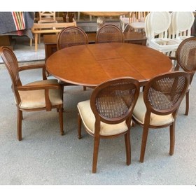 Resim Masifart 120 cm Yuvarlak Baba Ayak Masa + 6 lı Sandalye Takımı 