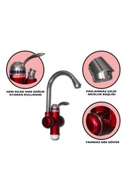 Resim Sıcak Musluk Elektrikli Ani Su Isıtıcı Termal Şofben Musluk Lavaboya Monteli 