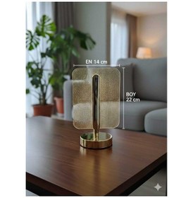 Resim Şık Görünümlü Ledli Gece Ve Masa Lambası Dokunmatik Tuşlu Typc E Sarjlı Gece Lambası Açık Altın 