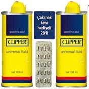 Resim Clipper Benzin Çakmak Benzini 2 Adet x 133Ml+ 20 Li Çakmak Taşı 