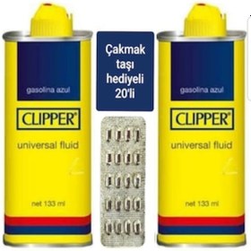 Resim Clipper Benzin Çakmak Benzini 2 Adet x 133Ml+ 20 Li Çakmak Taşı 
