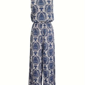 Resim Zarif Kolsuz Tulum, Kabile Baskılı, Arka Fermuarlı, Elastik Bel - Polyester, Makinede Yıkanabilir 