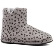 Resim Redplay Erkek Kışlık Ev Botu Siyah Gri Çapa Desen Panduf Çapalı Ev Botu Gri 