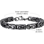 Resim Mprainbow Erkekler Ve Çocuklar İçin Tıknaz Bizans Zincir Bilezik - V Şekilli Paslanmaz Çelik Bileklik, Punk Aksesuar 