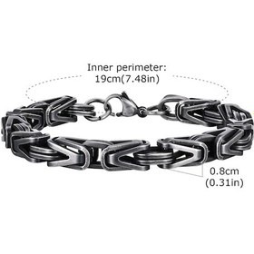 Resim Mprainbow Erkekler Ve Çocuklar İçin Tıknaz Bizans Zincir Bilezik - V Şekilli Paslanmaz Çelik Bileklik, Punk Aksesuar 