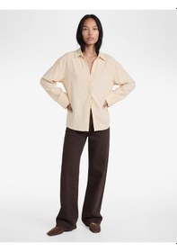 Resim Koton Viskon Karışımlı Klasik Yaka Uzun Geniş Kollu Oversize Gömlek Sarı 6sak60152pw Sarı 