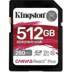 Resim Kingston Canvas React Plus 512GB Sd Class 10 V60 Uhs-Iı Hafıza Kartı 280MB/S Okuma, 150MB/S'YE Varan Yazma SDR2V6/1TB 