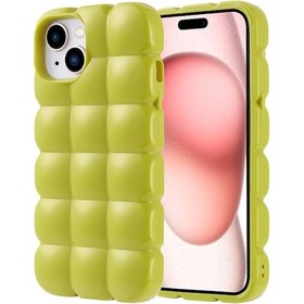 Resim Goocamp Apple iPhone Uyumlu 15 Kılıf Parlak Esnek Silikon Dom Dom Kapak - Yeşil Yeşil 