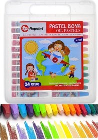 Resim 24 Renk Pastel Boya Plastik Çantalı 1 Paket Fixpoint 24 Lü Pastel Boya Çok Renkli Pastel Boya Resim Okul Öğrenci Çok Renkli 