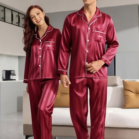 Resim Bir Set Fiyatı: Çift Pijama, Erkek veya Kadın Sonbahar/Kış Hırka Tarz Uzun Kol & Şalvar Jakarlı İşlemeli Ev Giysisi Tek Parça Takım 