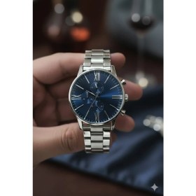 Resim Spectrum Premium Çelik Kordon Gümüş Renk Lacivert Kadran Erkek Kol Saati Saat Kutusu Hediyeli 