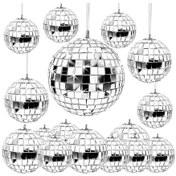 Resim 24 Parça Aynalı Disko Topu Askısı, Cam Disko Topu Dekoru, Gümüş Disko Süslemeleri, Halatlı Disko Topu Süsü - Yongtao 12+ 