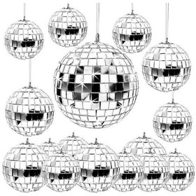 Resim 24 Parça Aynalı Disko Topu Askısı, Cam Disko Topu Dekoru, Gümüş Disko Süslemeleri, Halatlı Disko Topu Süsü - Yongtao 12+ 