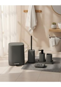 Resim Mien Kare Gri 5 Parça Akrilik Banyo Seti Modern Ve Şık Tasarım Gri 