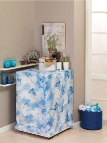 Resim Banyo Perdesi 1x110x200 Tek Kanat Duş Perdesi Halka Hediyeli Ve Çamaşır Makina Örtüsü 7085 Mavi 