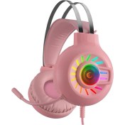 Resim Rampage RM-K44 Zengibar Pembe 7.1 Surround Rgb Işık Efekti Mikrofonlu Oyuncu Kulaklığı RM-K44 