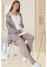 Resim Mecit Pijama Mecit 5804 Elisa Vizon Sabahlıklı Lohusa Pijama Takımı 