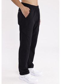 Resim Ayarlanabilir Kordonlu Esnek Bel Yapılı Rahat Kalıp Yan Cepli Prego Model Eşofman Altı Black 