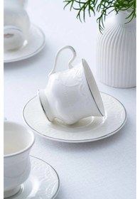 Resim Acar Syt-06064 Veronıca 6 Lı Çay Fincan Takımı Gümüş Beyaz - Gümüş 
