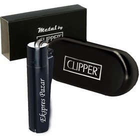 Resim Clipper Kişiye Özel Metal Çakmak Özel Kutulu ve Baskılı Siyah 