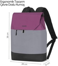 Resim Mack Zen Eco MCE-1303 Sırt Çantası - Macbook Çantası, Hırsızlığa Karşı Koruma, Küçük, Mini, 13-14 inç Laptop, Günlük ve İş Kullanımı, Şık Tasarım, Üniversite ve Okul İçin, Bordo Gri 