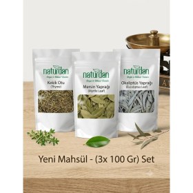 Resim Naturdan Yeni Mahsül Kekik Otu - Mersin Yaprağı - Okaliptüs Yaprağı (3x Doğal 100 Gr) Set 