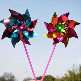 Resim 100 adet Renkli Plastik Lazer Sequin Rüzgar Döndürücüler - Kendin Yap Dış Mekan Bahçe Dekoru, Canlı Holografik Etki, Bahçe, Çit, Balkon ve Ağaç Süslemeleri için İdeal - Montaj Gereklidir, Dış Mekan Dekorasyonu 