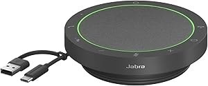 Resim Jabra Speak2 55 Bluetooth eller serbest konuşma çözümü, gürültü azaltmalı 4 mikrofon, 50 mm geniş bantlı hoparlör, geniş bantlı ses, kompakt, taşınabilir, yakınlaştırma ve Google Meet sertifikalı, 