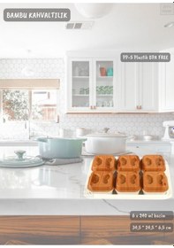 Resim 6 Lı Bambu Renk Kahvaltılık Seti Tepsili Kahvaltı Tepsisi Bpa Free Ahşap 