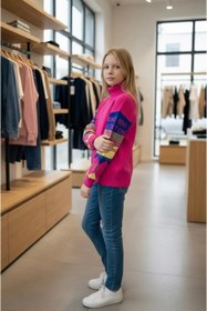 Resim Minimoda Kids Kız Çocuk Balıkçı Yaka Kollar Yazı Dedenli Kazak 