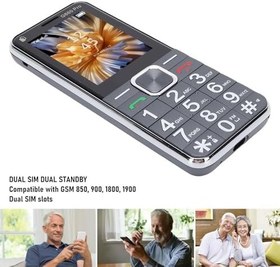 Resim VBESTLIFE 2G Big Key Cep Telefonu, Yaşlılar Için Kilitsiz Çift SIM GSM Telefon, 2,4 İnç Ekran, Bluetooth, FM Radyo, El Feneri, 6800mAh Pil (GREY) 