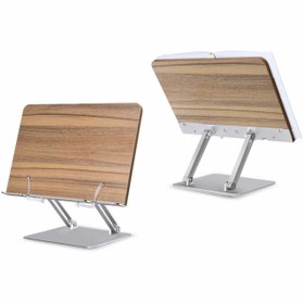 Resim NPO STD002 Okuma Açısı Ayarlı,Kıskkaçlı Alüminyum&Ahşap Kitap/Tablet/Notebook Standı Modern Rahle 