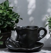 Resim Mithra Life MIT1187 260 ML Yüz Şekilli Seramik Siyah Fincan Takımı 