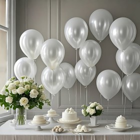 Resim 20 adet doğum günü düğün partisi dekorasyonu inci beyaz balonlar - yüksek kaliteli dayanıklı lateks balonlar, iç mekan/dış mekan etkinlikleri, aile kutlamaları ve festivaller için | yüksek kalite lateks, doğum günü balonları 