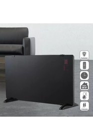 Resim Voltomat 2000W Cam Konvektör Isıtıcı – Dijital Panel, Termostat, Sessiz Isıtma, Siyah / Beyaz 