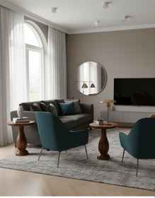 Resim Masif Ahşap Yan Sehpa 2 Li Set Fındık Renk Doğal Zigon Ve Fiskos Bej 