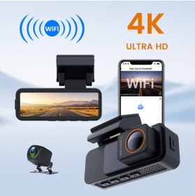 Resim gaman 4K Ultra Hd Araç İçi Kamera Wi-Fi, GPS , Araç İçi + Arka Kamera Siyah 