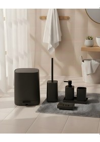 Resim Mien Kare Siyah 5 Parça Akrilik Banyo Seti Modern Ve Şık Tasarım Siyah 