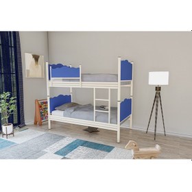 Resim Metalia Metalia Gm 122 Yaprak Ahşaplı Ranza Krem - Mavi 