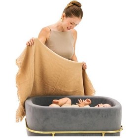 Resim Miniboni Müslin Bebek Battaniyesi 100x120 Cm Bej 