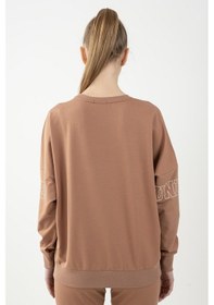 Resim Maraton Sportswear Oversize Kadın Bisiklet Yaka Uzun Kol Basic Mantar Sweatshirt 22168-mantar 