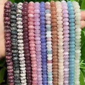 Resim Doğal Taş Rondelle Arası Boncuklar, Çeşitli Renkler, Morganit, Angelit, Akvamarinler, DIY Takı Yapımı, El Sanatları, Bileklik Dekoru için 