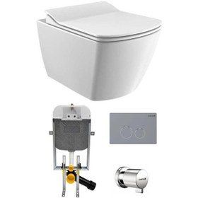 Resim Creavit Elegant Rim-off Asma Klozet + Yavaş Kapanır Kapak + Creavit Gömme Rezervuar Set Beyaz 