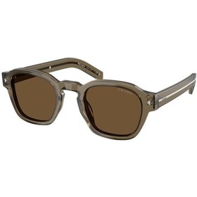 Resim Prada Pr A16s 18t70f 49 Unisex Geometrik Şeffaf Kahverengi Kemik Güneş Gözlüğü Kahverengi 