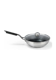 Resim Mehtap Chefline İndüksiyon Tabanlı Wok Tava 26 Cm Cam Kapaklı Gri 