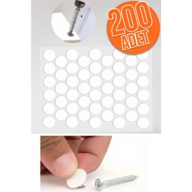 Resim Elysian Yapışkanlı Yapıştırma Vida Tapası Tıpası Beyaz Vida Kapatıcı Kapağı (200 Adet) 