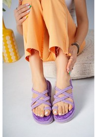 Resim GİMER - Eva Taban Halatlı Mor Kadın Sandalet - İFS10404G 